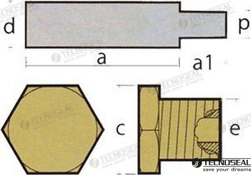 Cummins pencil anode - complete with brass plug th.1/2''bspt