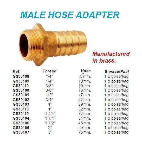 BRASS MALE HOSE CONNECTOR 1 1/4" X 32 M - Image 2