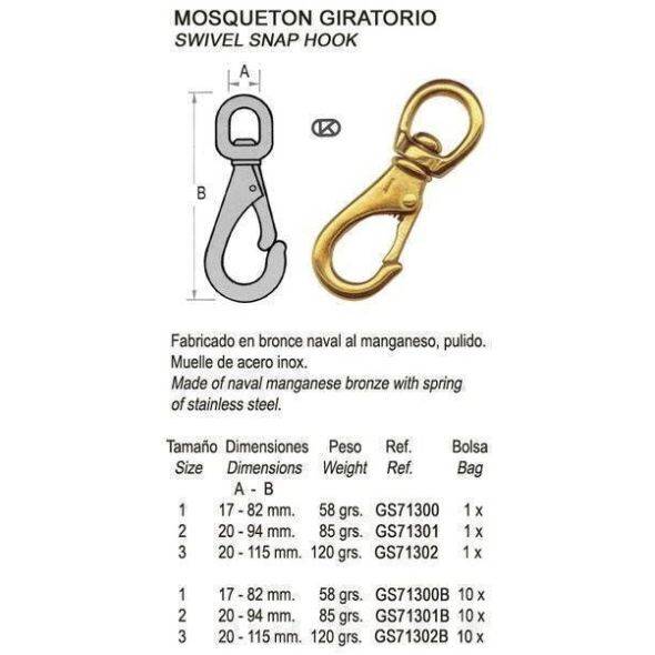 BRONZE SNAP-HOOK 82 MM (10) - Image 2