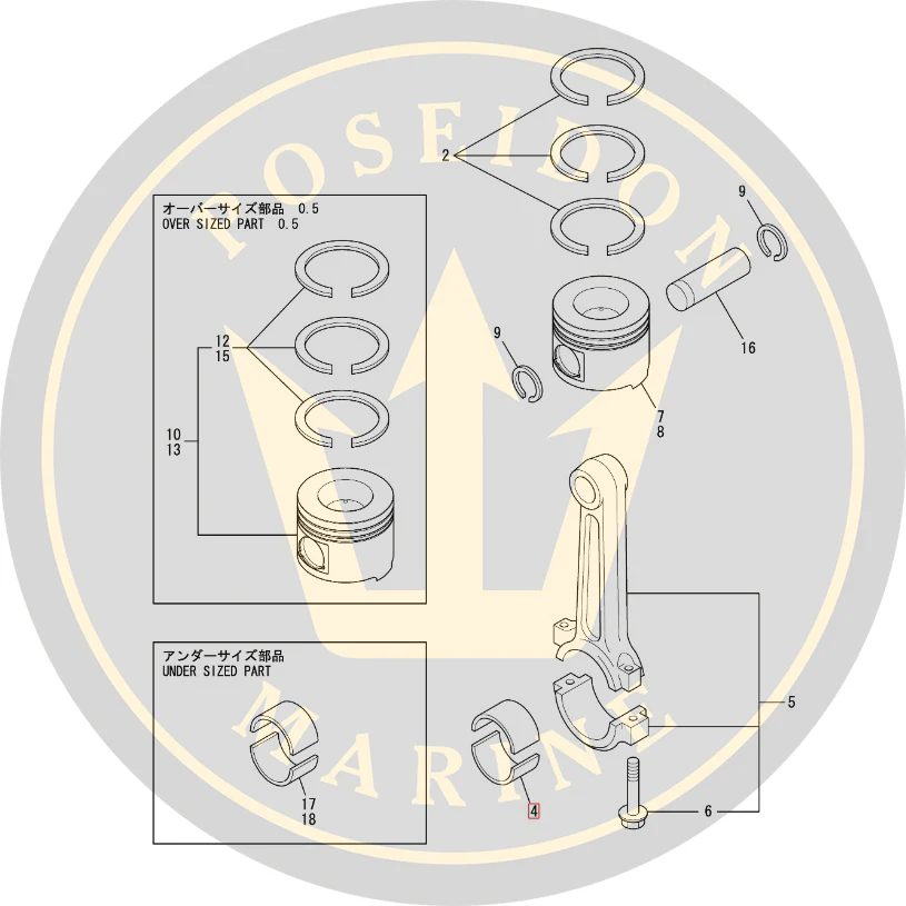 Recmar® Rod bearing (All Sizes) Yanmar 6LP 6LPA MARK 2-MARK 6 - Image 4