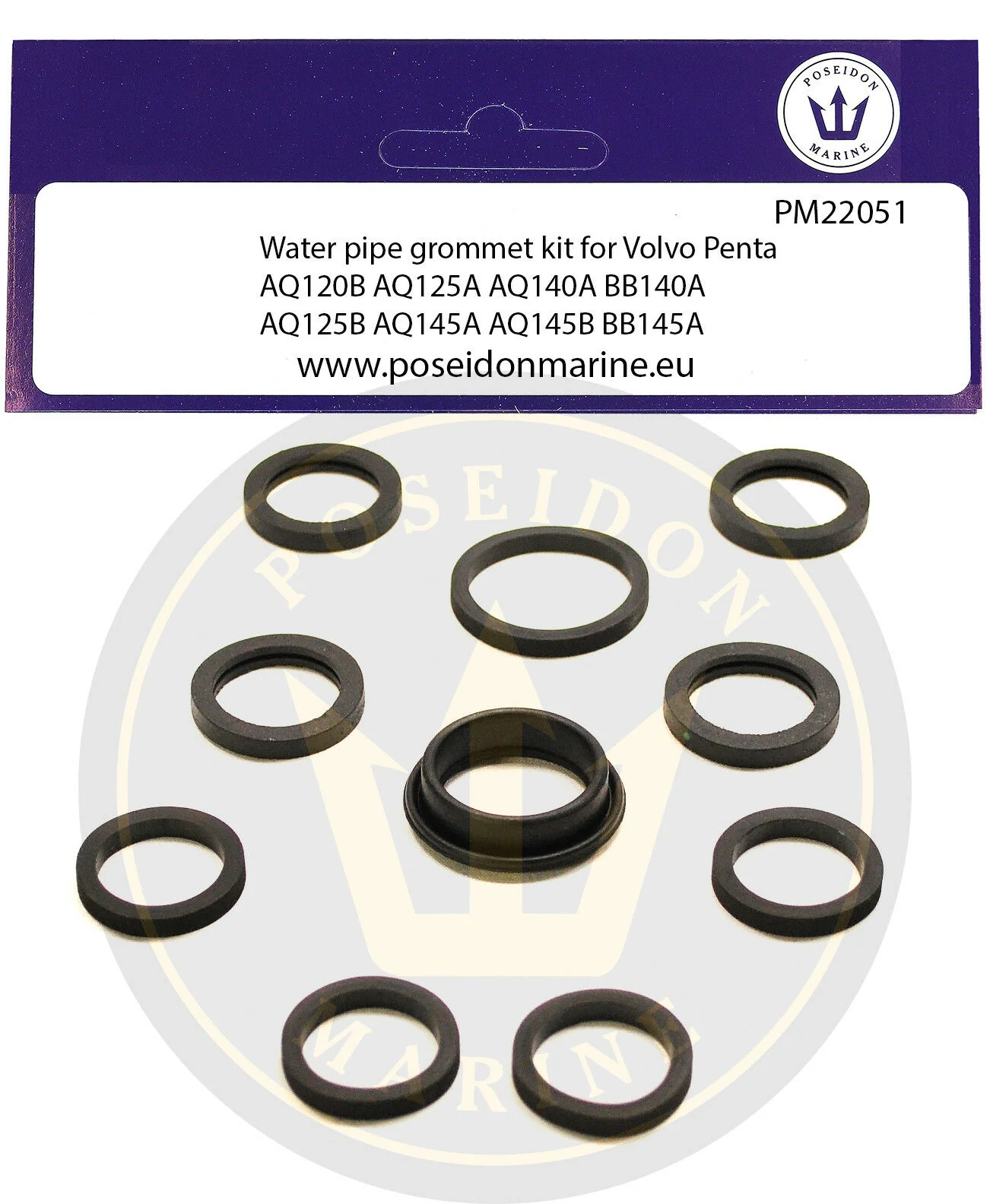 Crom® Cooling pipe gaskets Volvo Penta AQ120B AQ125 AQ140A AQ145A 18-0377 22051