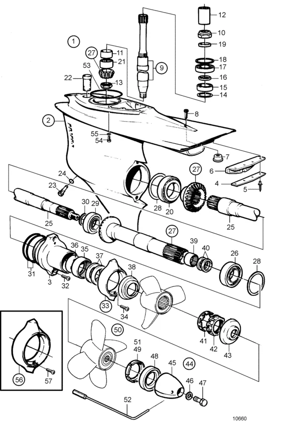 Duo Prop lower unit overhaul bearing kit with seal kit 876267 DP-A thru DP-E - Image 2