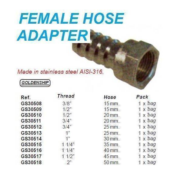 Goldenship® FEMALE NIPPLE AISI 316 3/4 - 25 GS30512 - Image 2