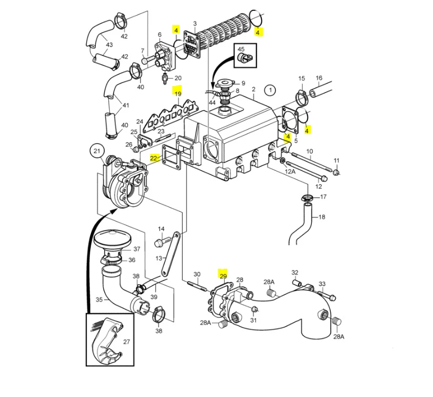 Recmar® gasket kit heat exchanger for Volvo Penta TAMD22B TAMD22P-B 859785 859834 861414 3580818 22148 - Image 2