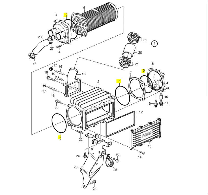 Recmar® charge air cooler seal kit for Volvo Penta D4 D6 3583632 3838406 - Image 2