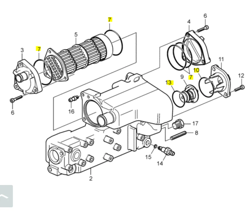 Recmar® gasket kit heat exchanger for Volvo Penta D1-13 D1-20 D1-30 3842016 23015 - Image 2
