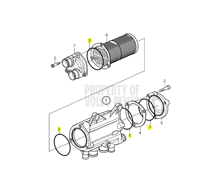 Recmar® gasket kit heat exchanger for Volvo Penta D3-110 D3-130 D3-160 D3-190 3581070 23013 - Image 2