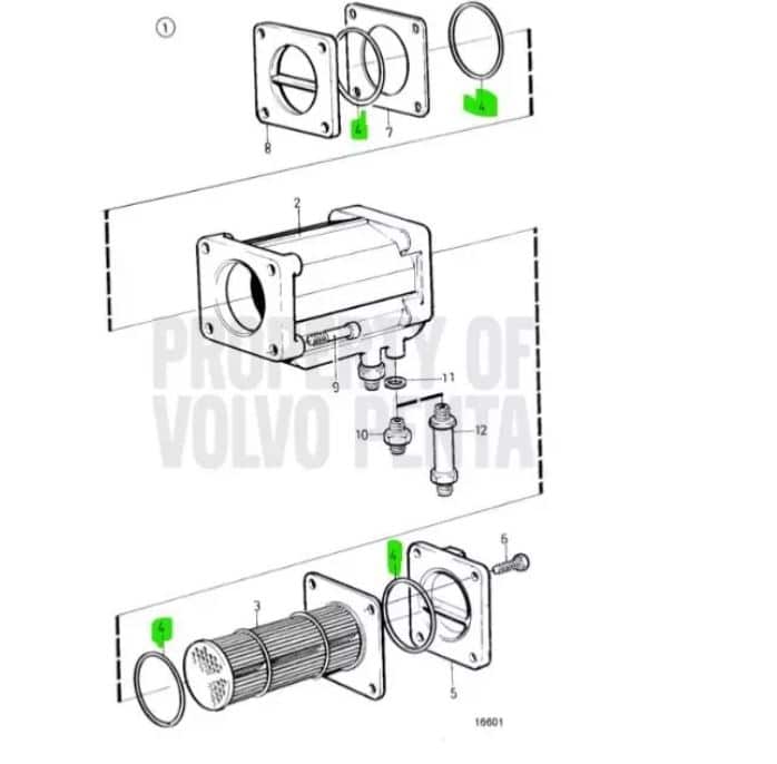 Recmar® gasket kit heat exchanger for Volvo Penta D2-55A D2-55B 3580818 23011 - Image 2