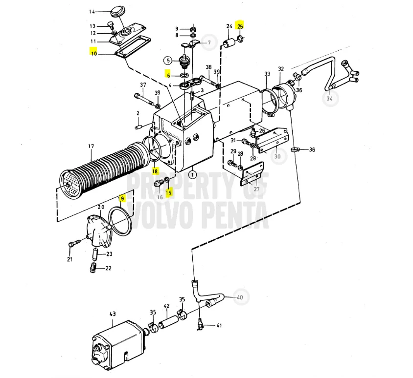 Recmar® Heat exchanger seal kit Volvo Penta AQAD40A TAMD40B TMD40C 838429 22107 - Image 2