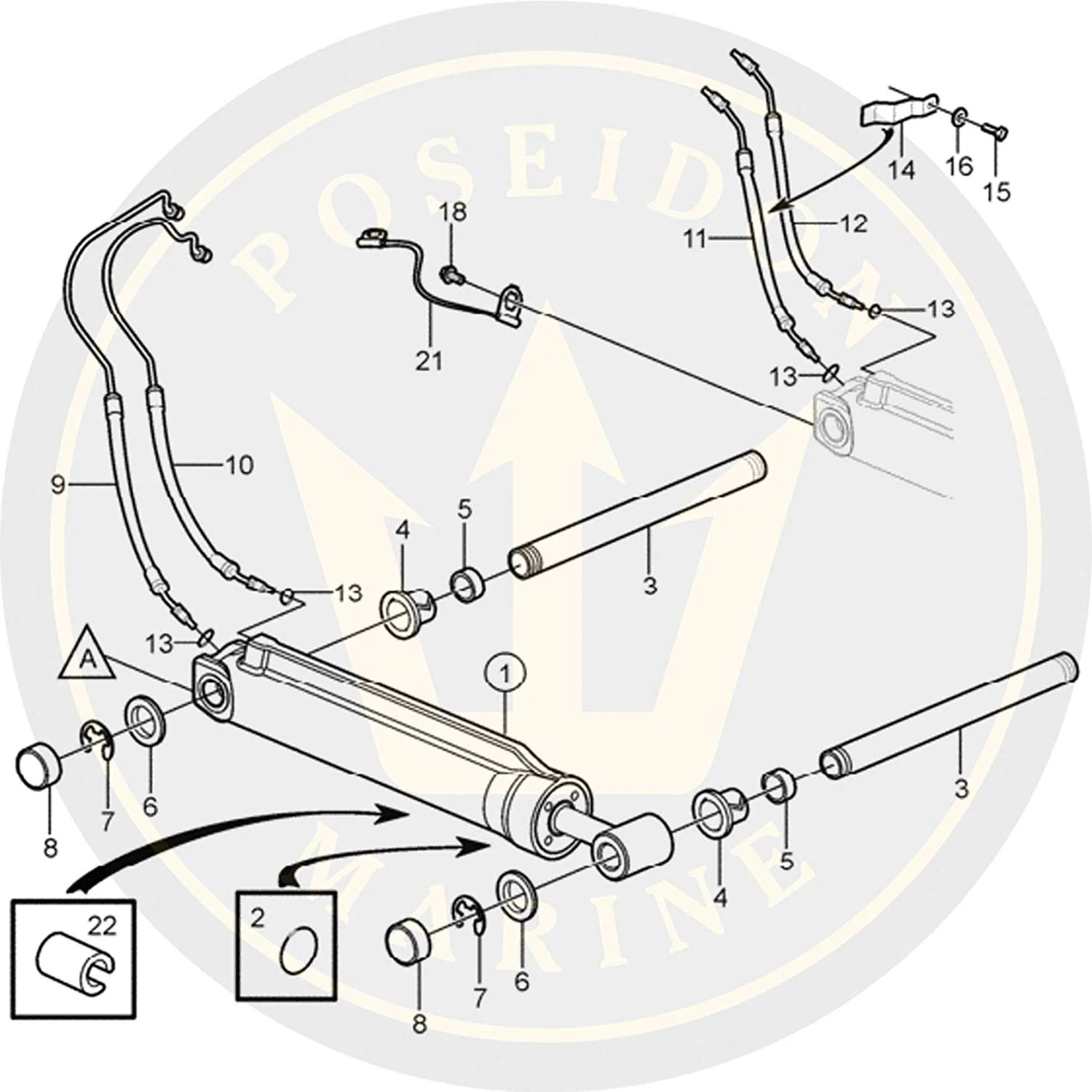 Hydraulic hose for SX-M w/Fore connections port down replaces 3857523 - Image 2