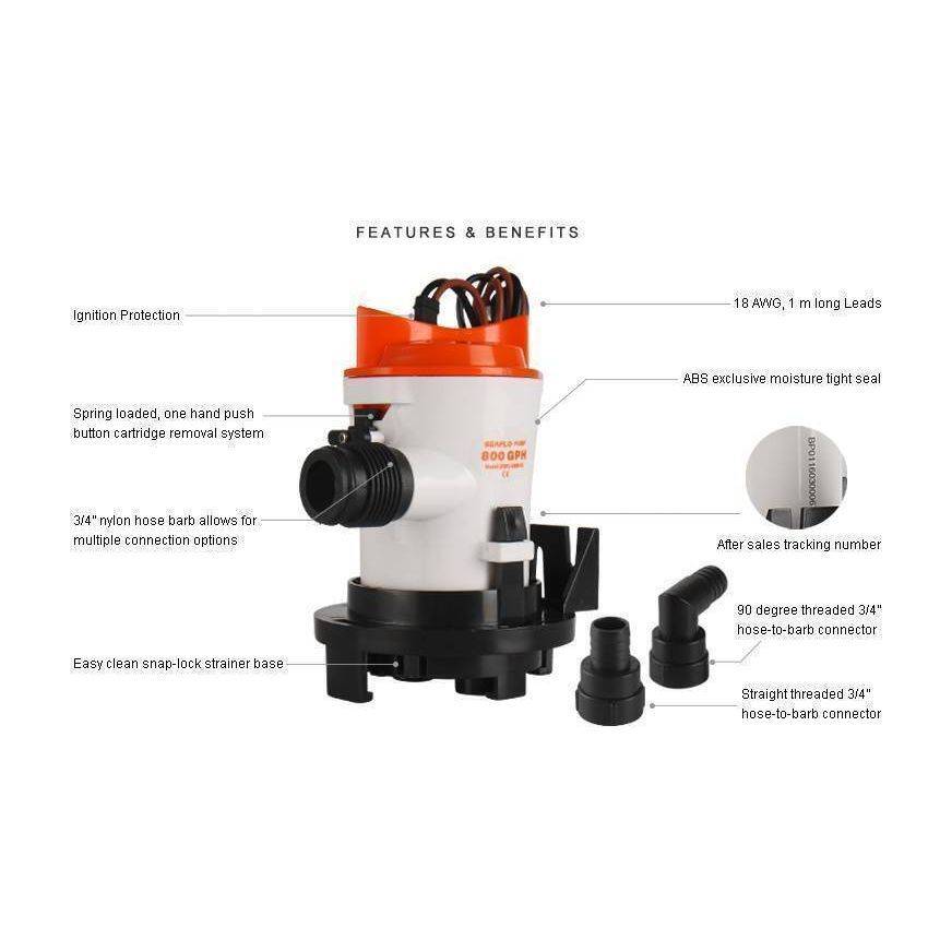 SEAFLO® NON AUTOMATIC BILGE PUMP 600 GPH 12V SFBP1G60003 - Image 3