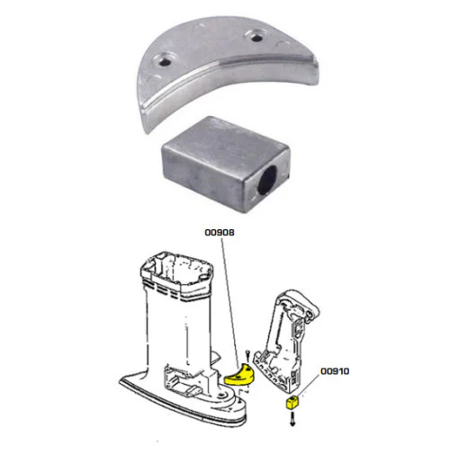 Recmar® aluminium anode kit for Johnson Evinrude V4 392123 433458