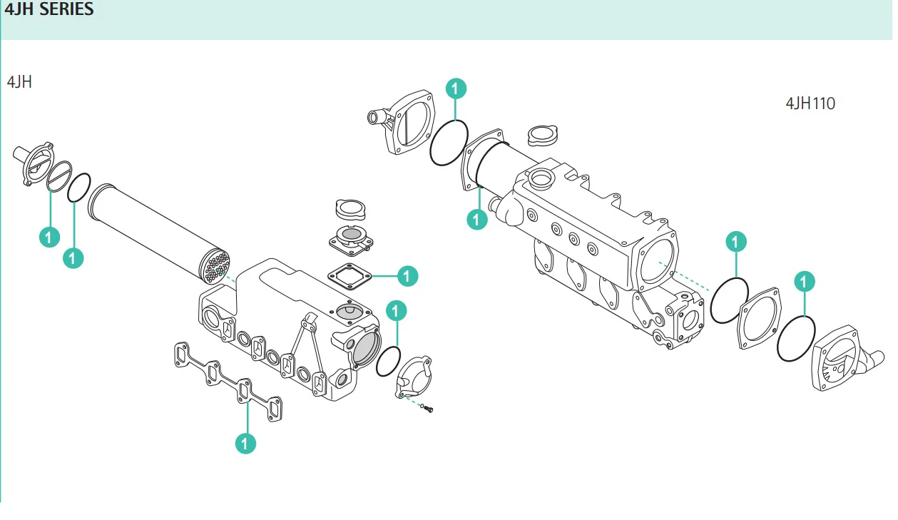 Recmar® Seal kit Yanmar 4JH radiator cooler 129550-13110 129693-44420 - Image 2