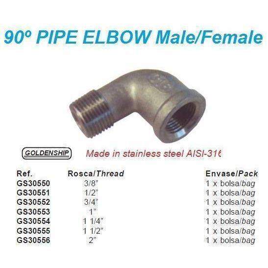 Goldenship® STREET ELBOW BANDED AISI316 3/8" (2) GS30550 - Image 2