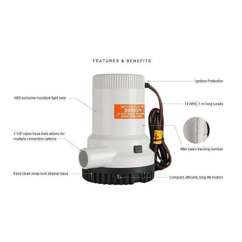 SEAFLO® SUMMERGIBLE BILGE PUMP 2000GPH 12V SFBP1G200001 - Image 5