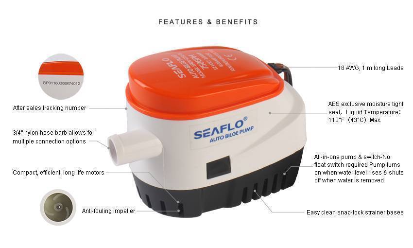 SEAFLO® SUMMERGIBLE BILGE PUMP 1.100GPH 12V SFBP1G110006 - Image 4