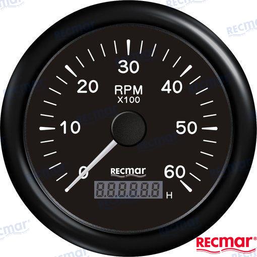 Tachometer 6000 rpm Black