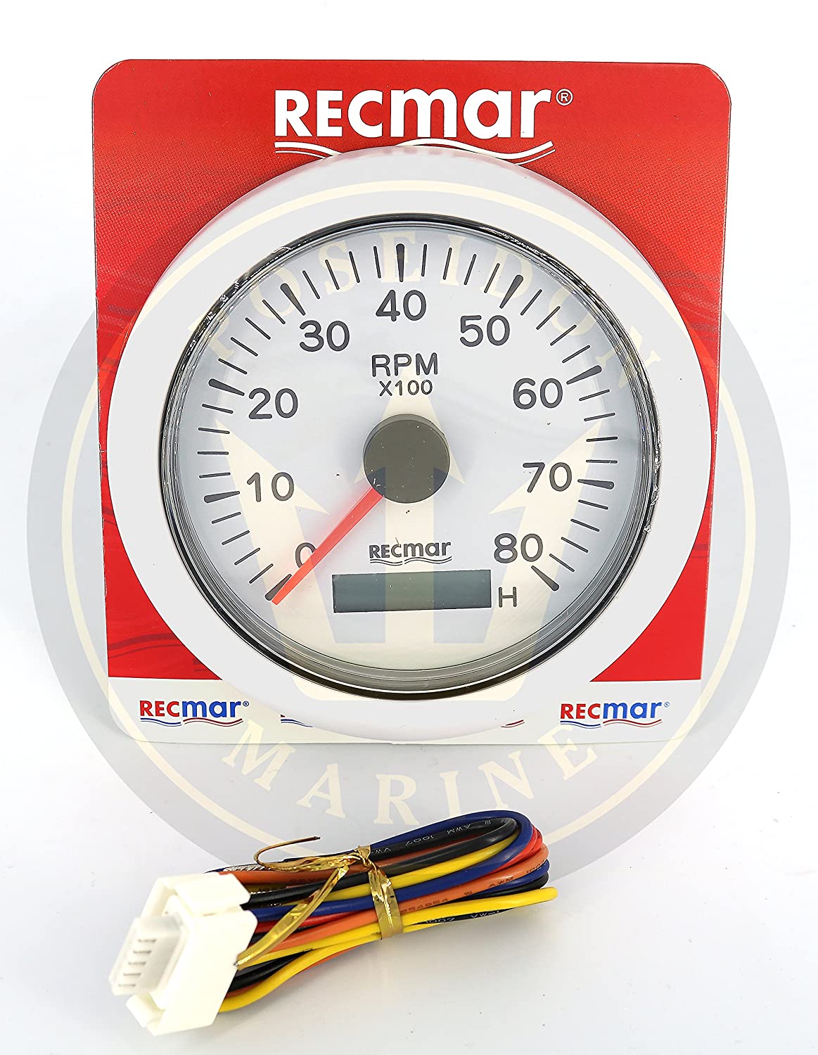 Marine tach Tachometer White 0-8000RPM