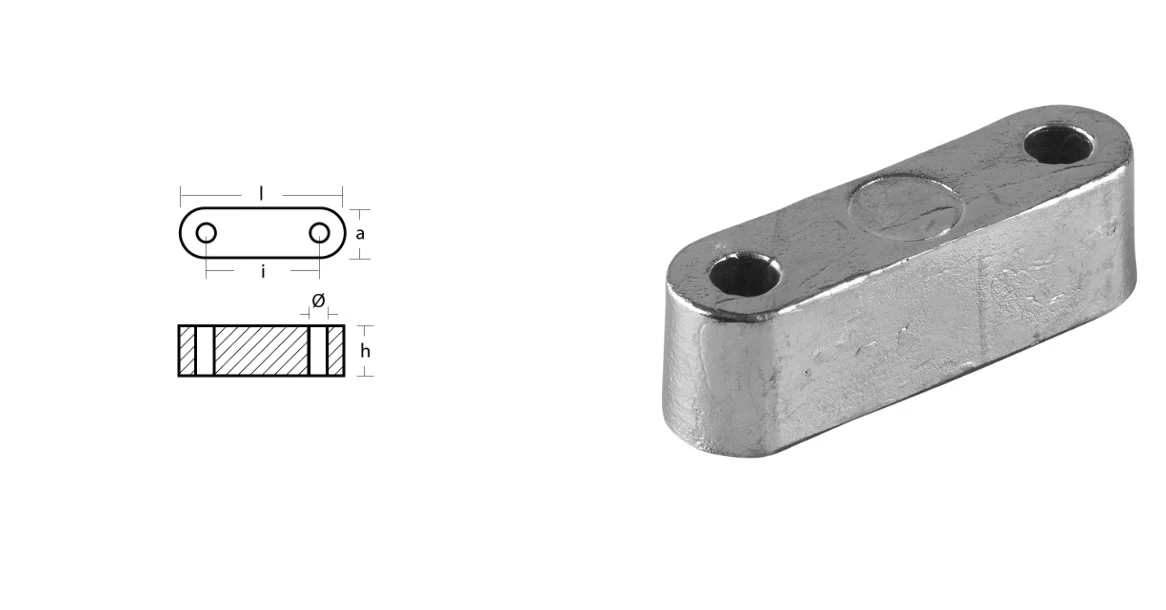 Tecnoseal® 02521AL Aluminum Anode bar short Hamilton Jet HJ274 HJ322 HJ362 203124
