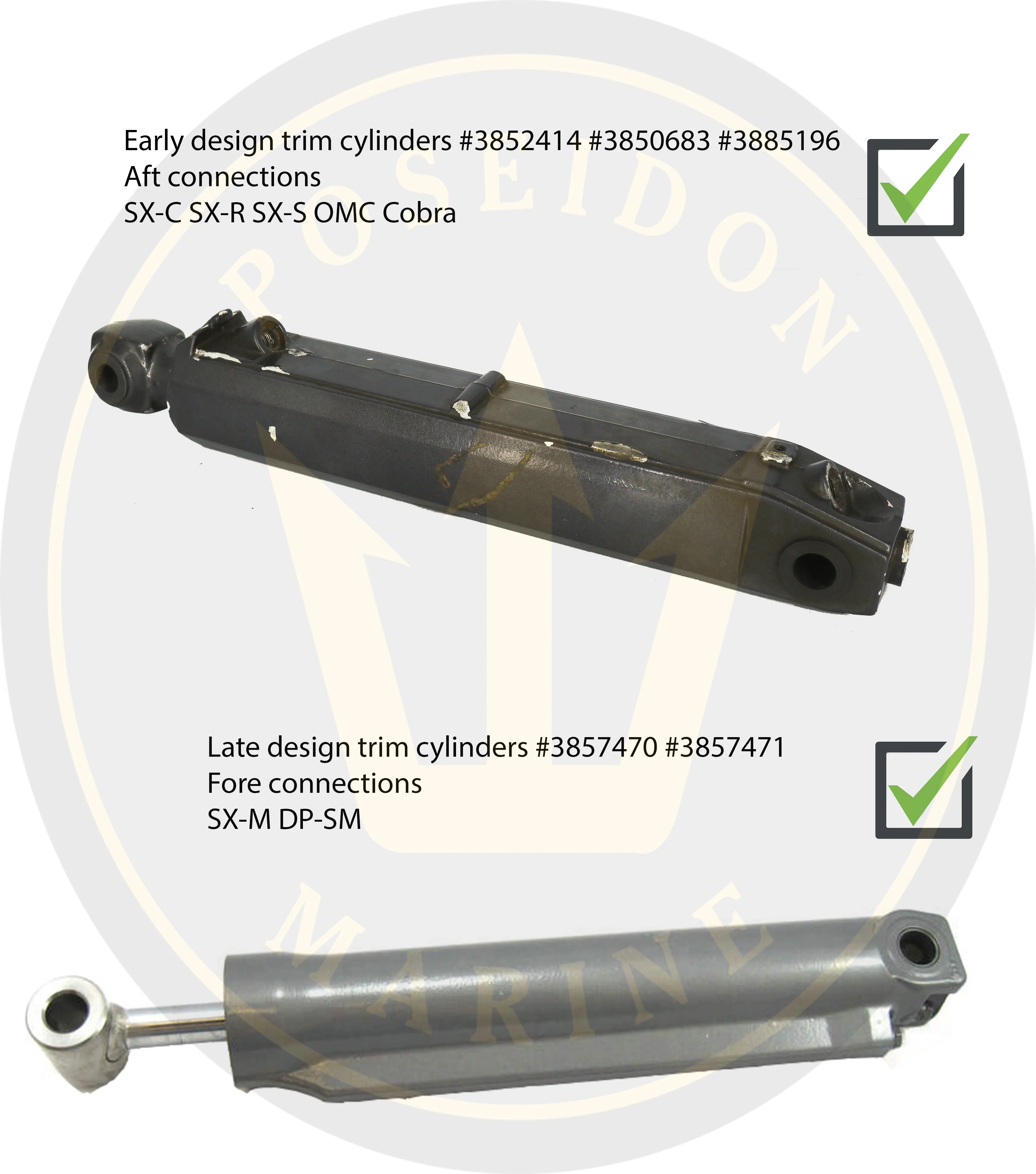 PoseidonMarine® Trim ram rebuild kit Volvo Penta SX DP-SM OMC Cobra 3854247 3885196 3857470 - Image 3
