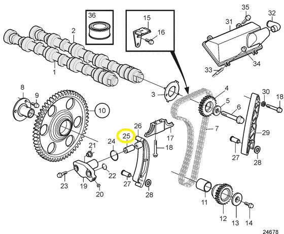 Volvo Penta® timing chain tensioner D4 D6 3582643
