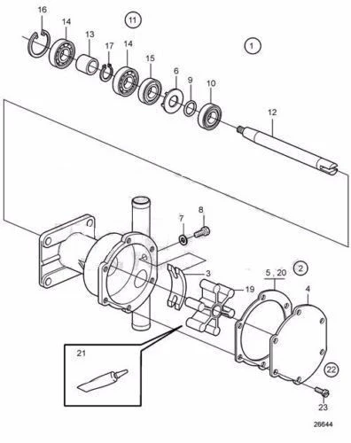 Water pump impeller for Volvo Penta RO: 3593659 22222936 673-0001 09-1026B - Image 3